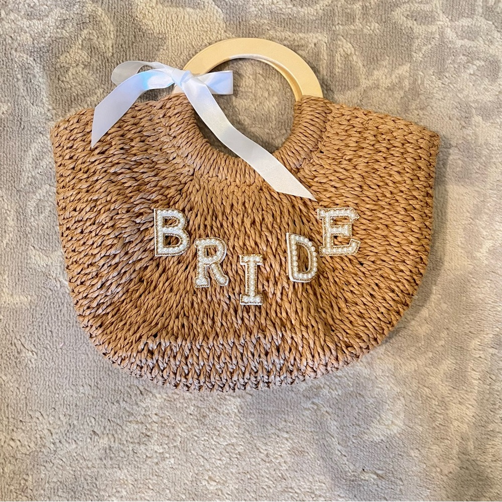 Bride woven rattan straw bag